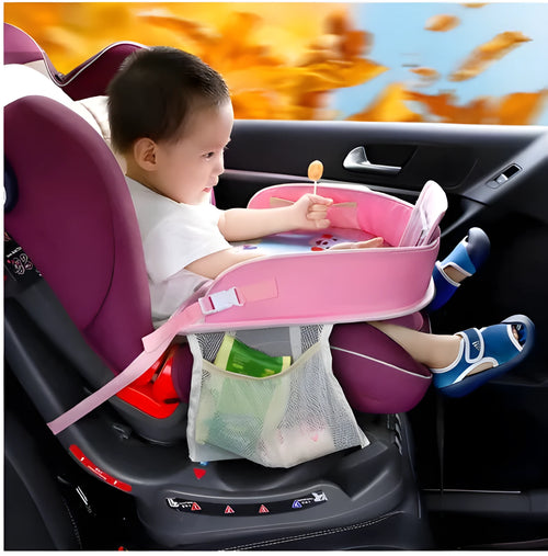 Baby car seat tray table 42x32x8 cm Oxford polyester blue travel activity tray