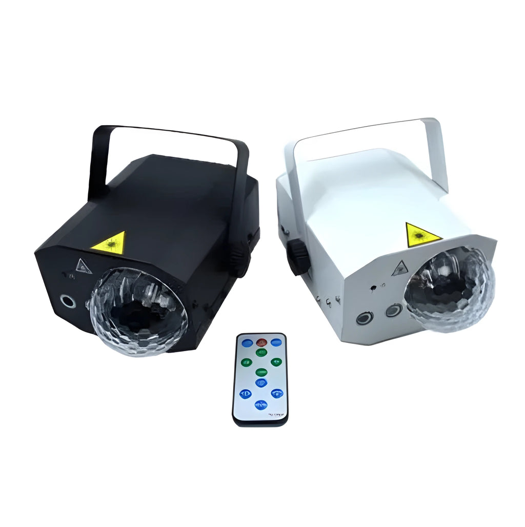 Black LED laser magic fan stage lighting unit with dual laser projection and RGB LED effects