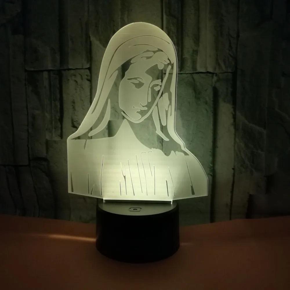 3D stereoscopic dual-ring LED night light with colour changing effects on an ABS base.