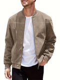 Men's plus-size casual jacket in suede fabric with a front zip, shown in Army Green colour.