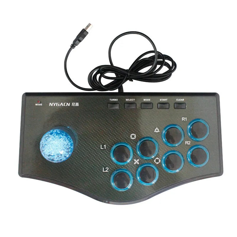 Wired USB arcade joystick black ABS with turbo function for PS3 PC