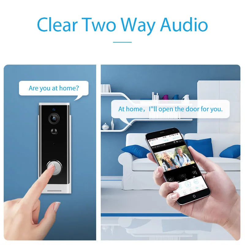 White wall-mounted network camera with 1080p resolution for mobile phone remote monitoring and intercom