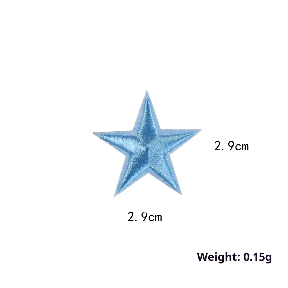Five-pointed star embroidery label cloth stickers in assorted colours for clothing decoration