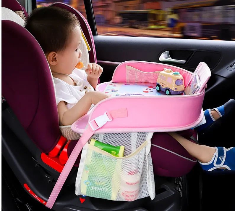Baby car seat tray table 42x32x8 cm Oxford polyester blue travel activity tray