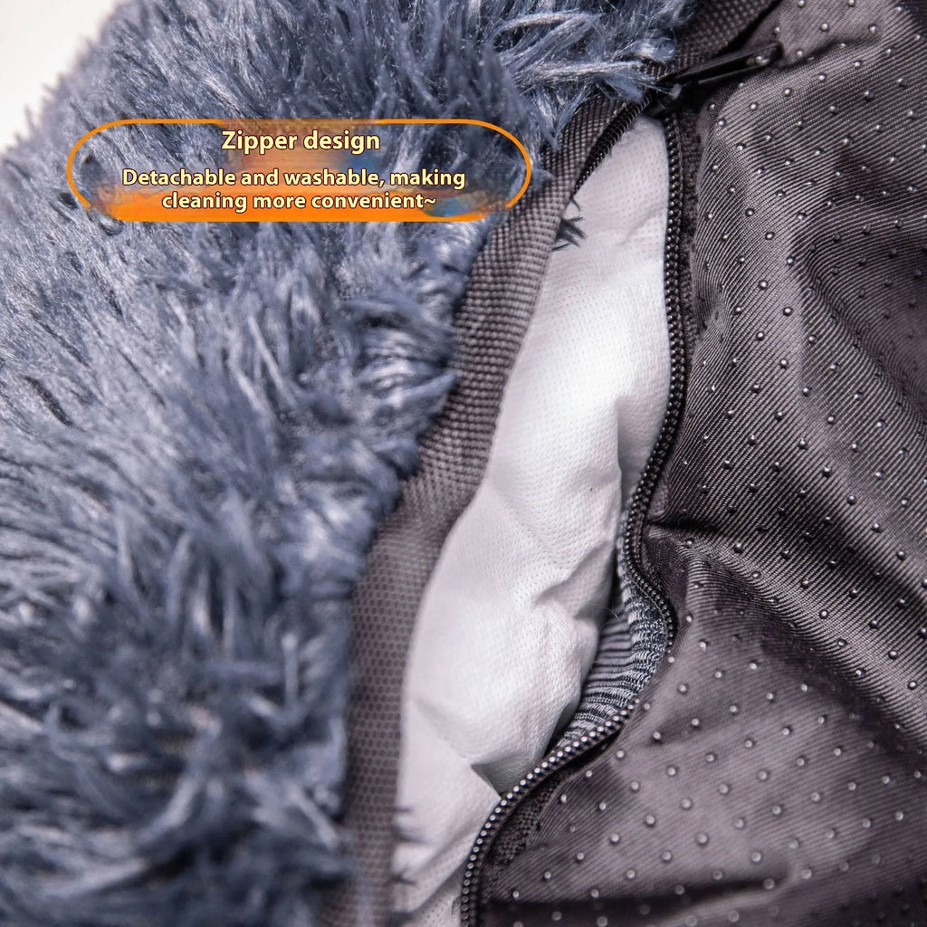 Winter thermal vehicle pet mat in beige colour on car seat
