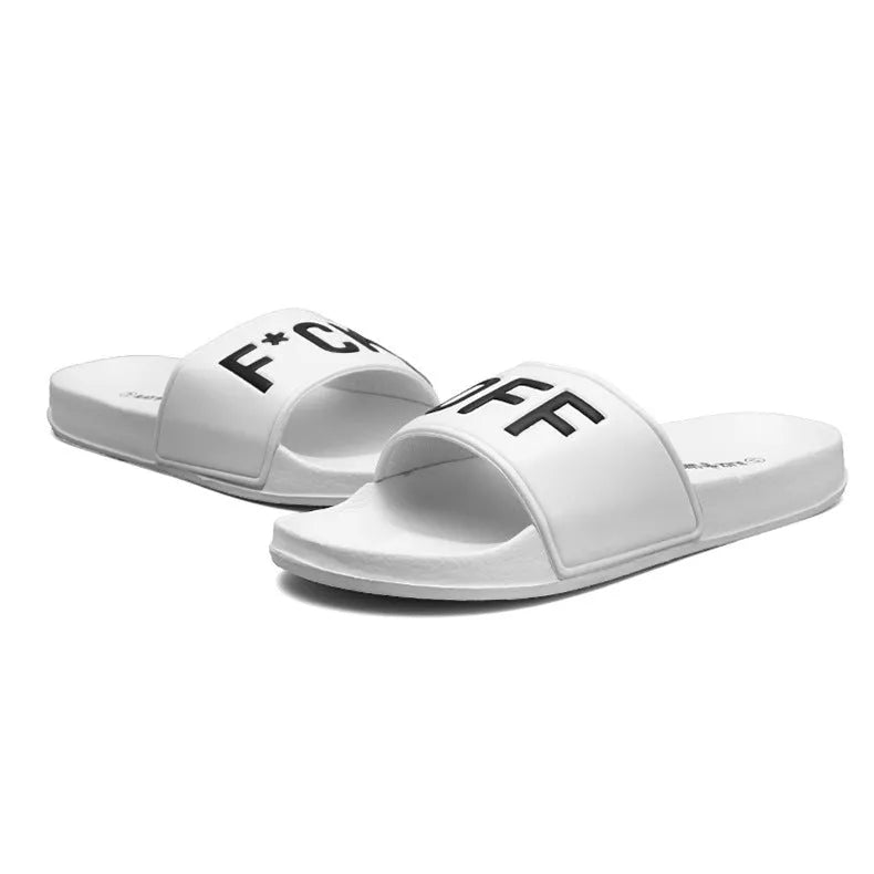 Men's black personalised open toe slippers with rubber sole showing size options