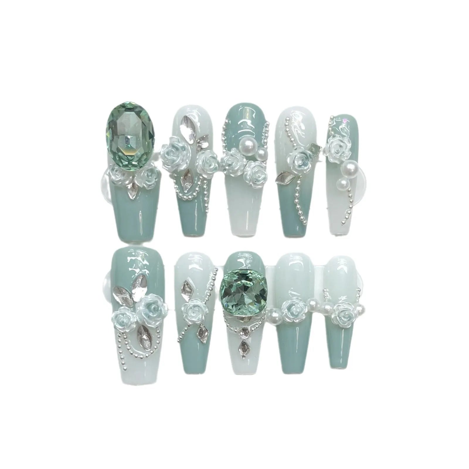 Armour nail art sticker in Camellia gradient colour with diamond, chain, bow, and butterfly pattern.