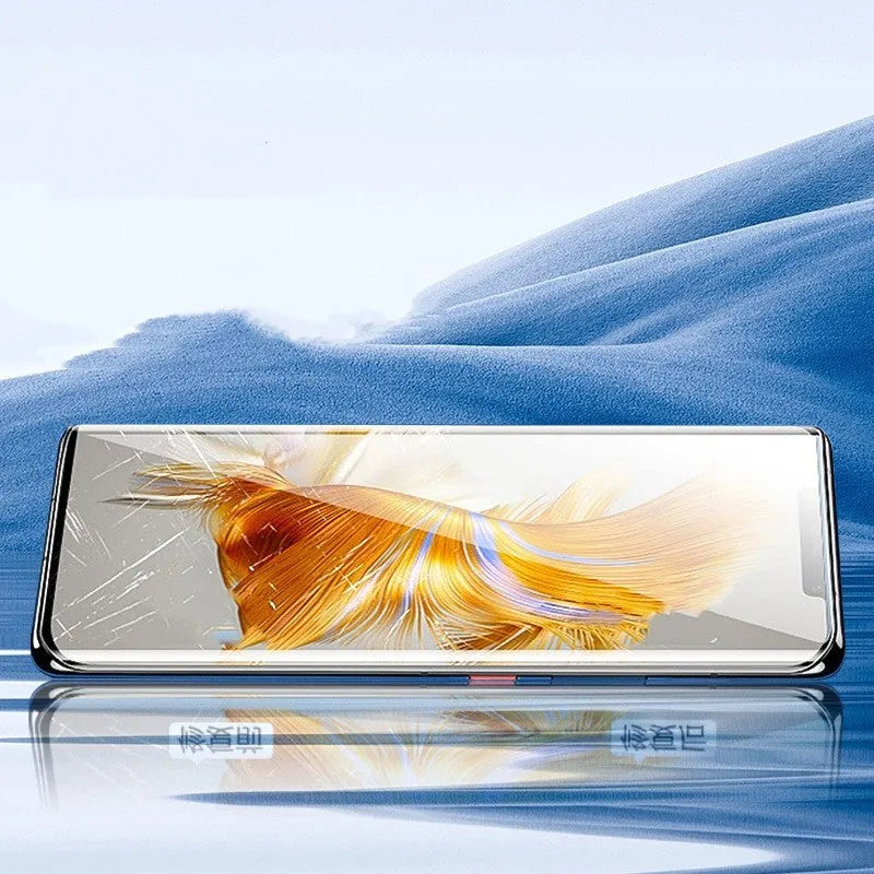 Huawei Mate60 TPU screen protector film with anti-fingerprint coating and installation tools.