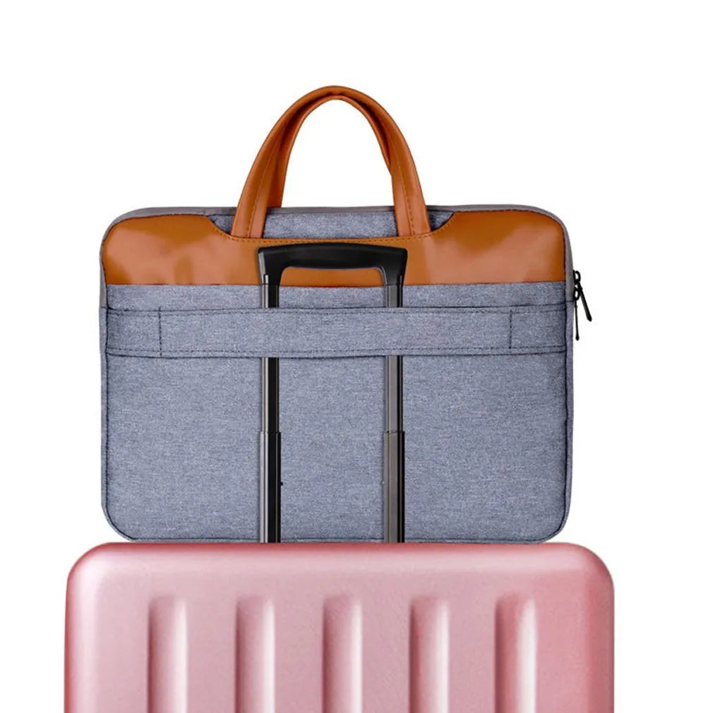 Grey official document liner laptop bag with nylon exterior and zipper closure for 15-inch devices