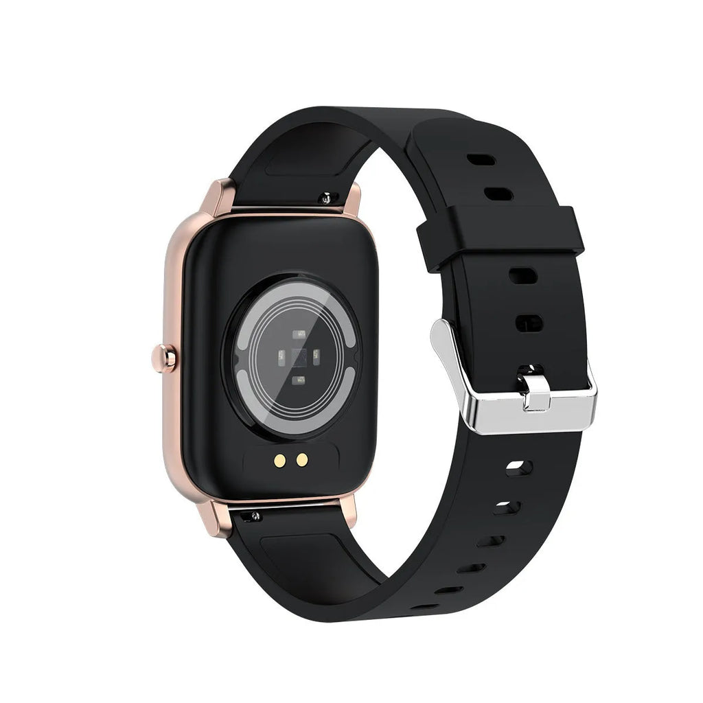 H80 sports smart watch with black silicone strap showing ECG and blood oxygen monitoring on its 1.69-inch screen.