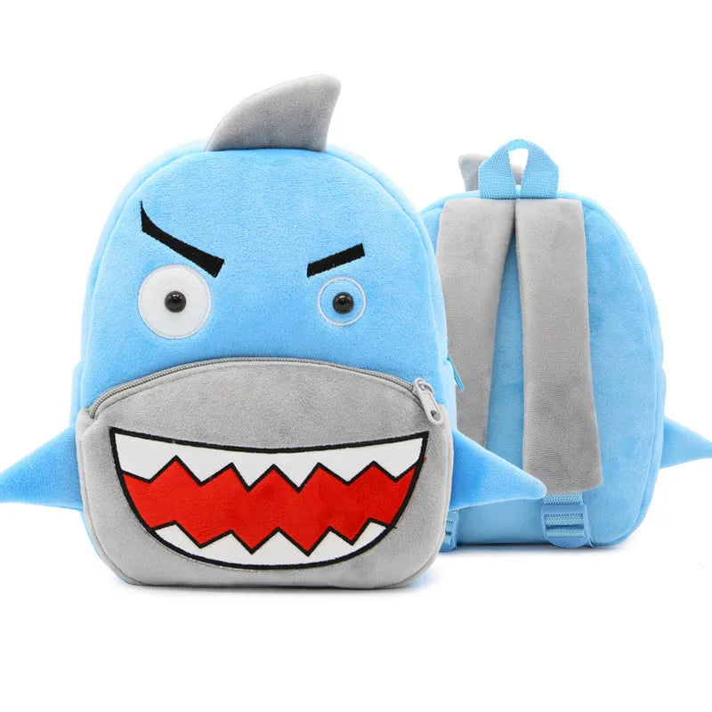 Small cloth animal backpack for kindergarten children, 26.5x24x10.5cm, with zipper pocket, available in multiple colours