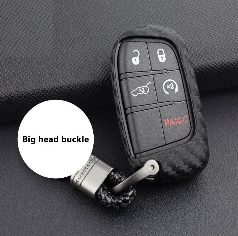 Carbon fibre silicone car key case for Dodge Chrysler Fiat remote key protection