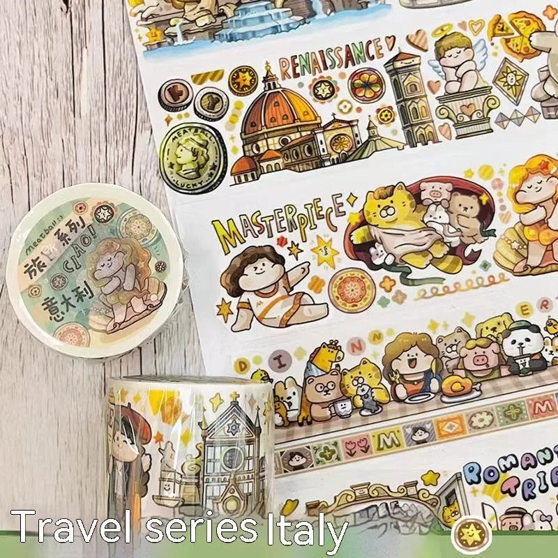 Cartoon character stickers for haemorrhoid tape packaging decoration on Japanese paper