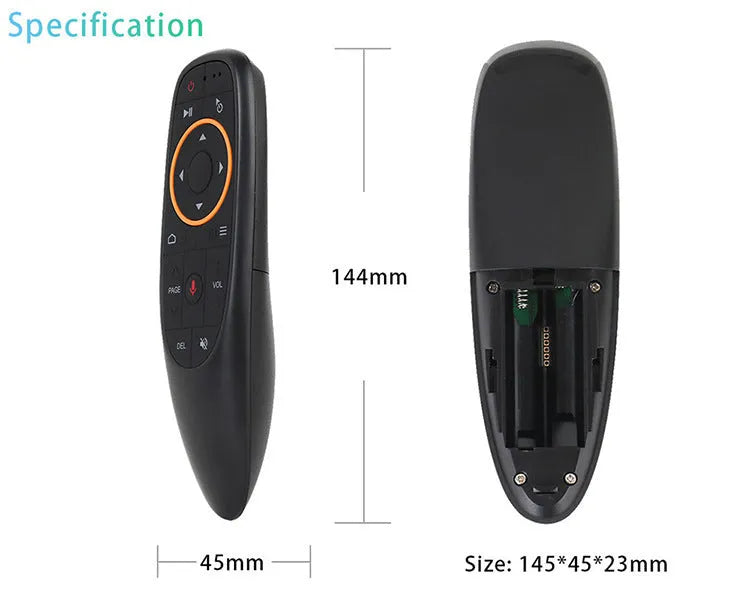G10 series intelligent voice remote control with silicone buttons measuring 164mm in length