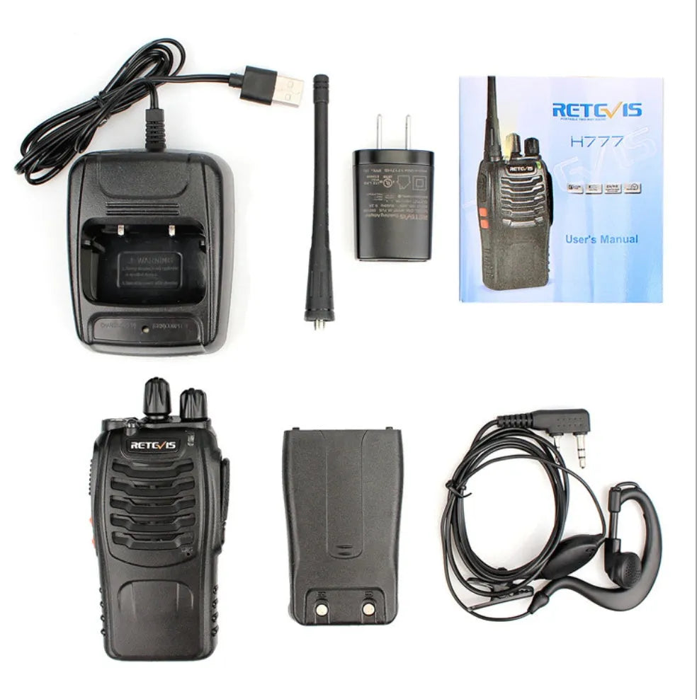 Black civil walkie talkie with antenna, 60x33x115mm dimensions, single band UHF 400-470MHz