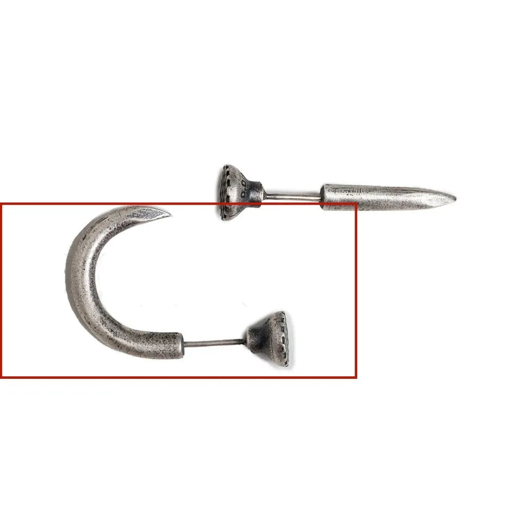 S925 sterling silver punk nail stud earrings in straight and curved nail designs