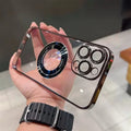 Magnetic PC hard shell phone case with lens protector in black, for iPhone 13 Pro