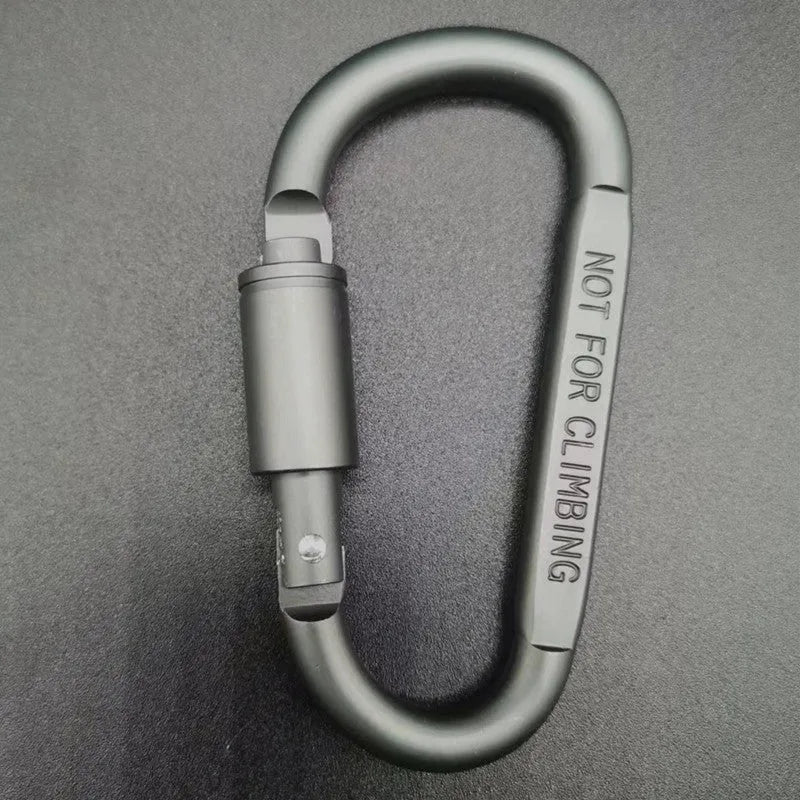 Aluminium D-type locking carabiner with 8cm flat profile in bright colours