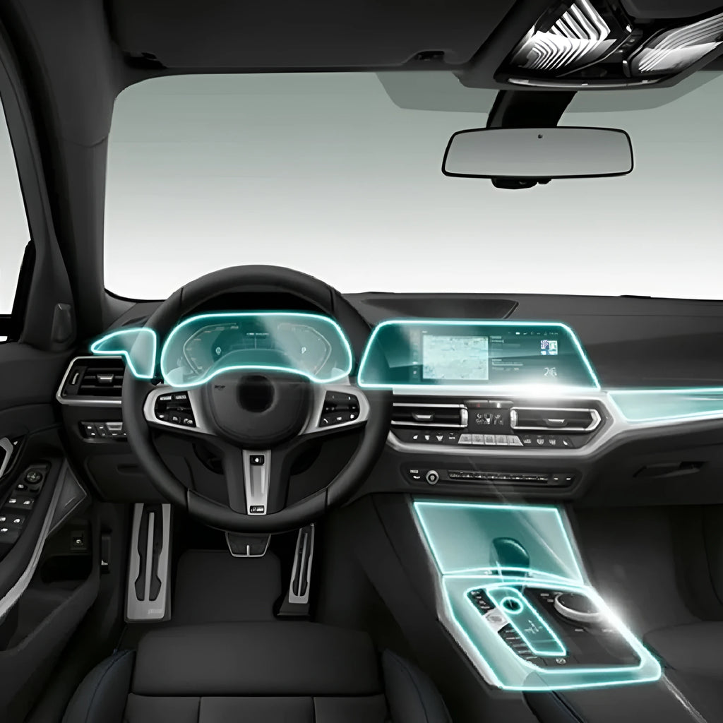 Transparent TPU protective film for BMW 3 Series dashboard and central control panel