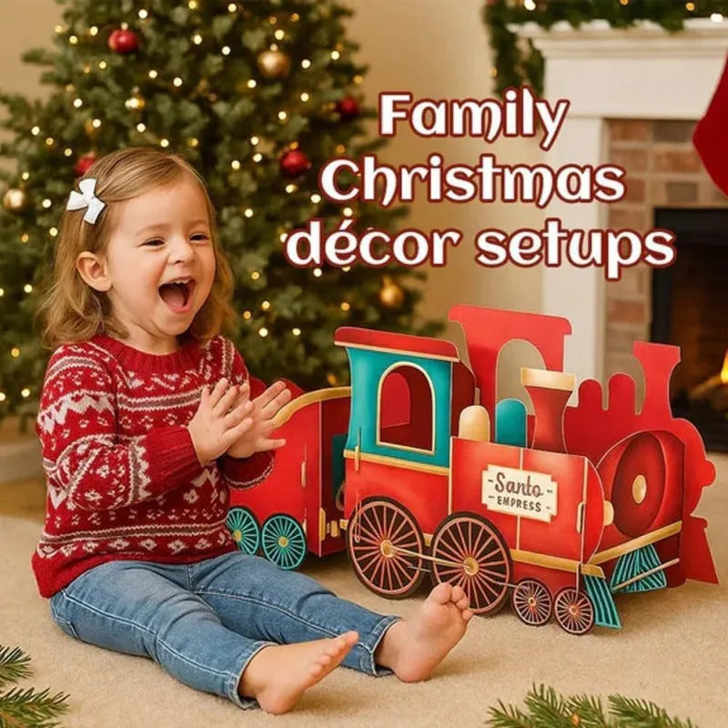 Plastic Santa Claus gift train Christmas decoration in American style for holiday home decor