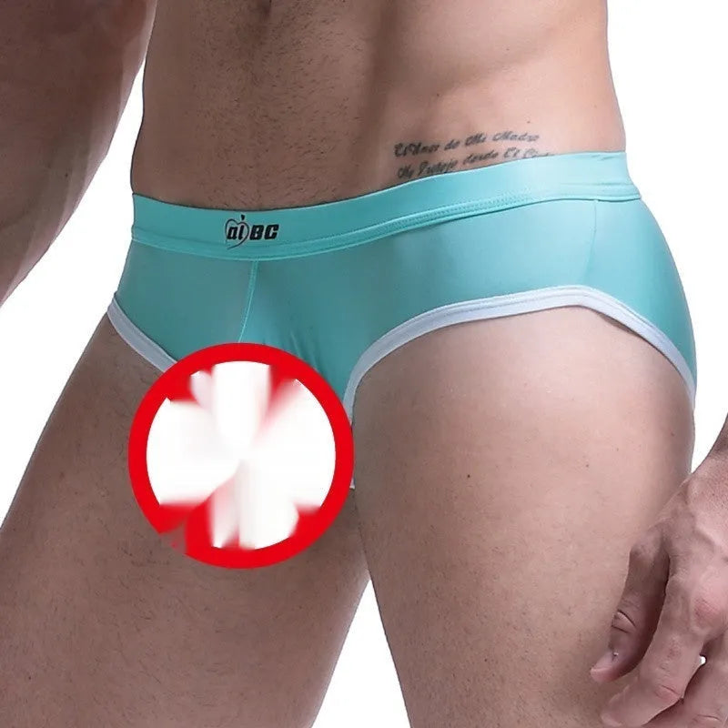Men's ice silk bazooka briefs with bullet separation pouch in multiple colour options