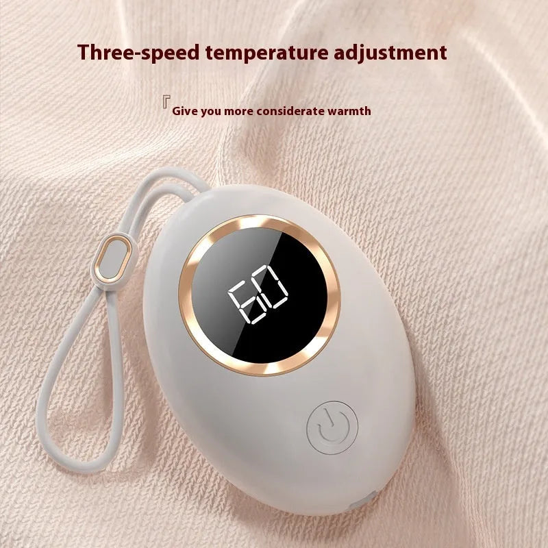 USB hand warmer with digital display in charming blue, portable mini heating pad