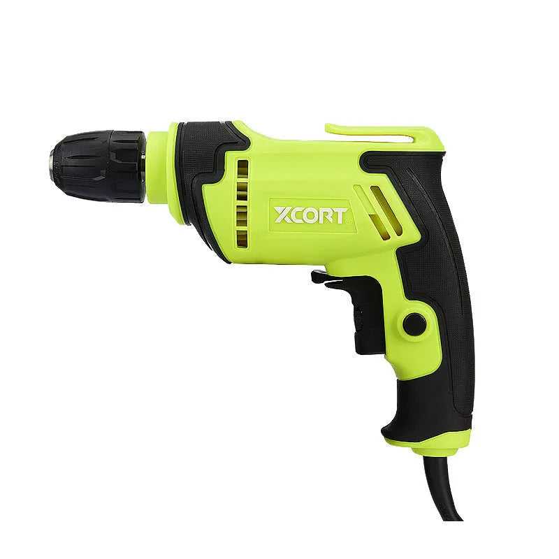 Pistol grip high-power 450W electric drill with a 10mm chuck on a workbench.