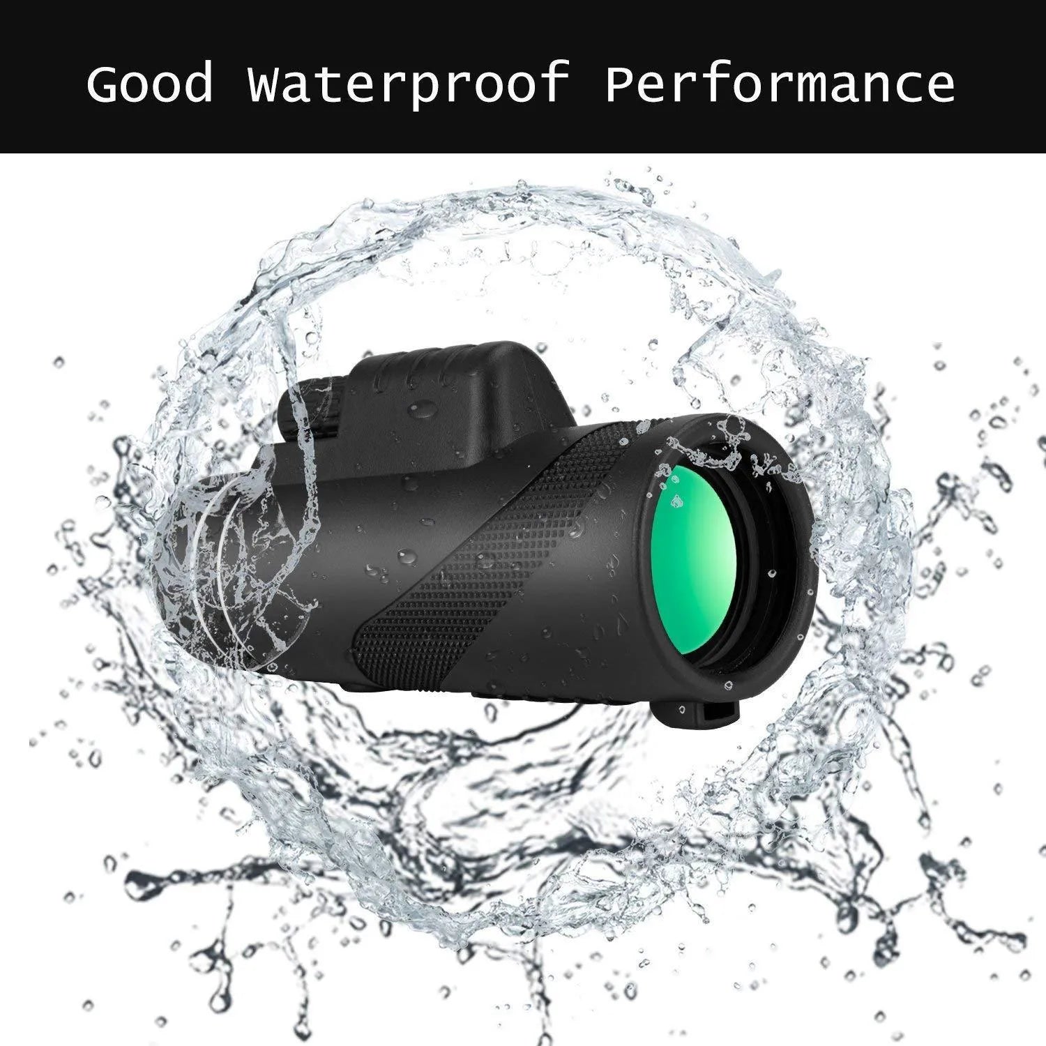 Black HD 40x60 monocular telescope with 40x magnification and waterproof design.