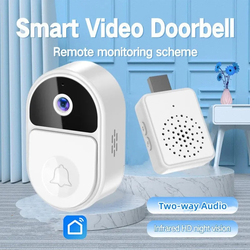 Doodle Smart Visual Doorbell V8 in black and white colour options on a door frame.