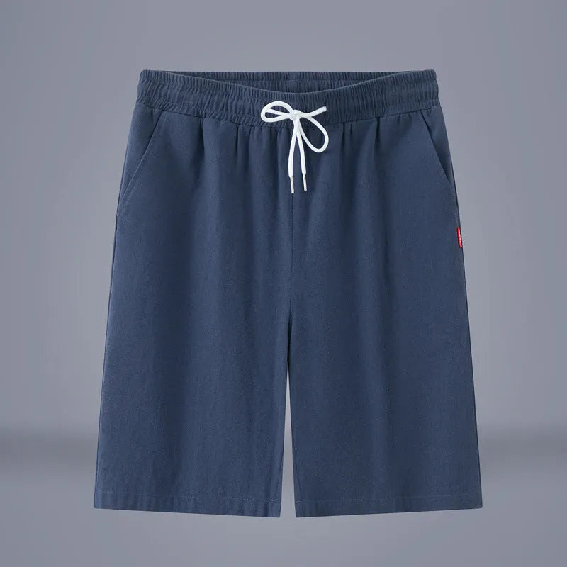 Chinese style cotton linen cropped trousers in army green colour with drawstring waist and mid-length cut