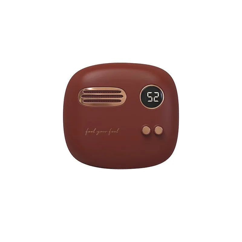 2-in-1 retro hand warmer power bank 5000mAh with digital temperature display in Chie Purple colour