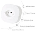 Smart socket plug with WiFi voice control showing EU, US, and Swiss style options