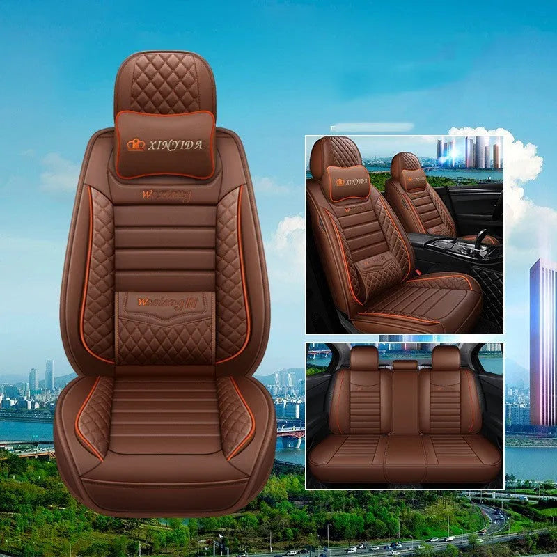 Red leather car seat cushion with high-elasticity sponge filler on a car seat.