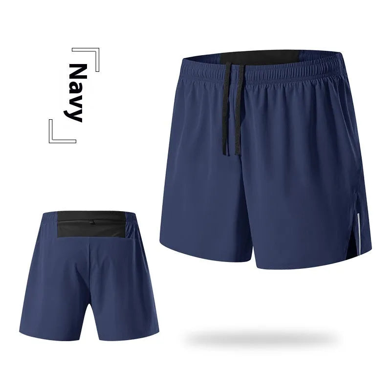 Men's high-waist loose fit off-road running shorts in red, quick-drying fabric for marathon running