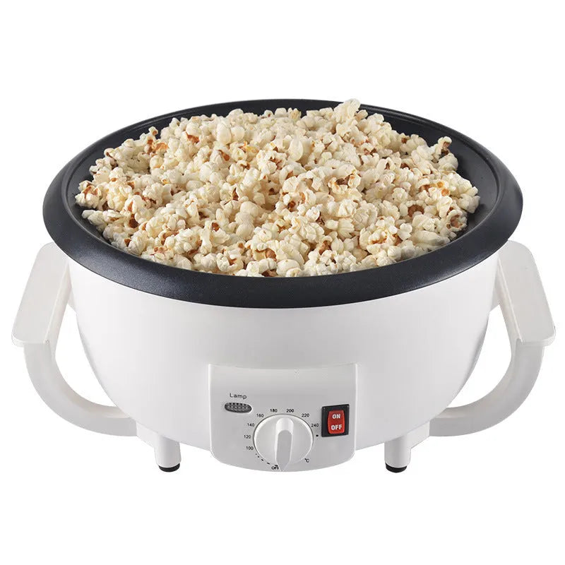 White oblate coffee roasting machine with 225mm pot for 750g bean capacity