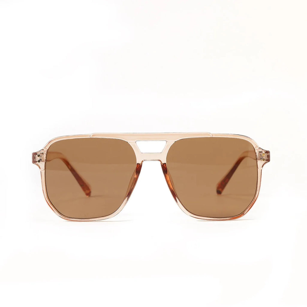 Women's square double beam fashion sunglasses in bright black all grey with full frame construction