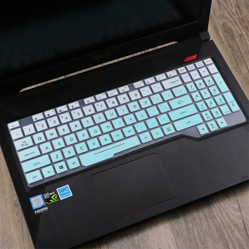 ASUS Flight laptop keyboard protective film cover shown in multiple colour options.