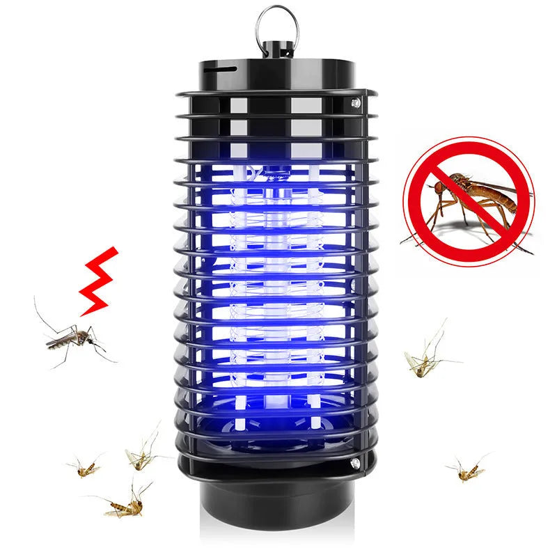 Black hanging electronic mosquito killer unit with metal grid and plastic chassis