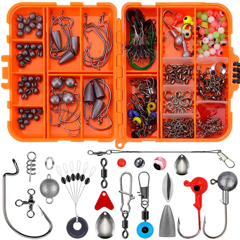 Weihe 257-piece fishing lure accessories suit in ABS storage box for Texas, sea and rock fishing