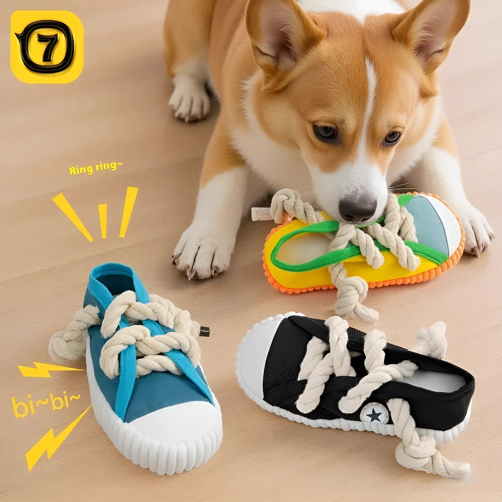 Plastic squeaker dog chew toy in bone shape for medium and large dogs, shown in blue colour.