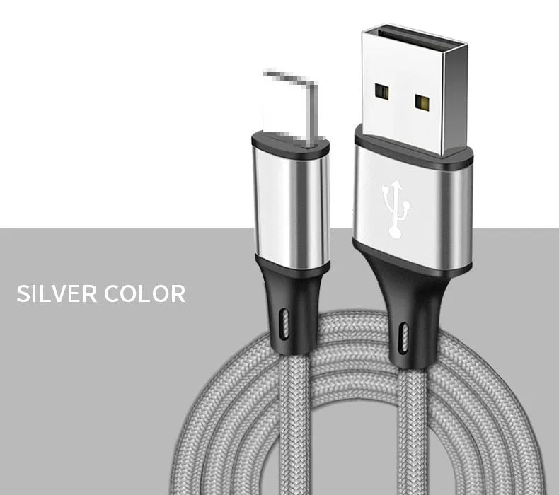 Braided Lightning data cable in multiple colours and lengths with 24-spindle weave cover