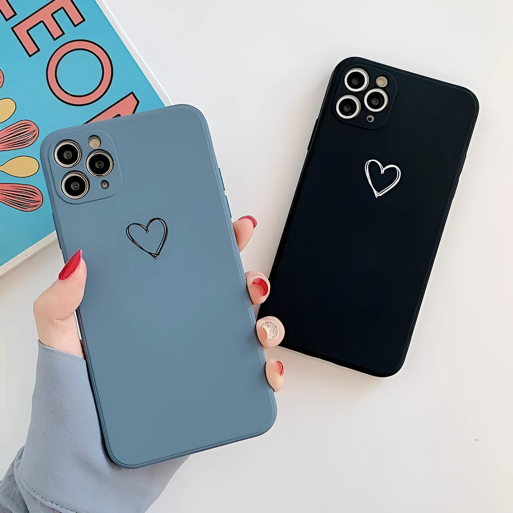 Silicone TPU phone case for Apple iPhone in solid colour options: black, green, grey, light green, pink, purple, red, white.