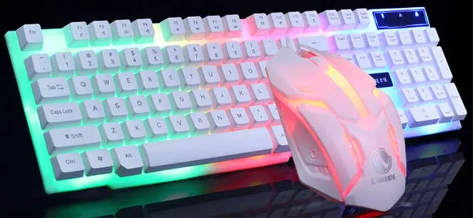 GTX300 wired USB gaming keyboard and mouse set in black or white with colour backlit keys