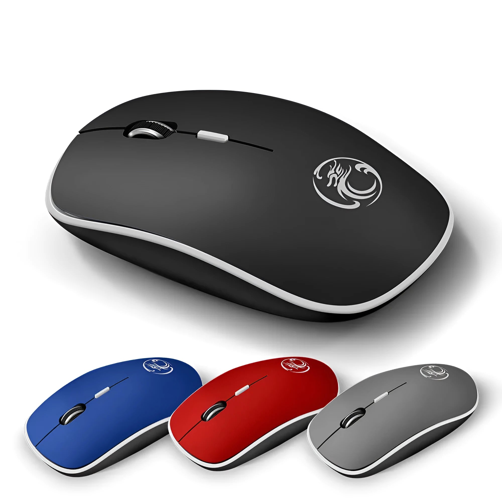 Mute wireless business office mouse, ultra-thin, 2.4GHz, 4 buttons, four-way roller, black