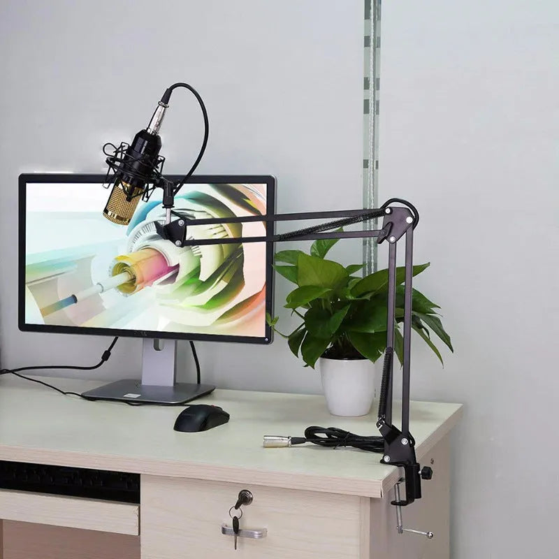 BM-800 condenser microphone with stand in one of nine colour options including black, blue, gold, pink, red, silver and white