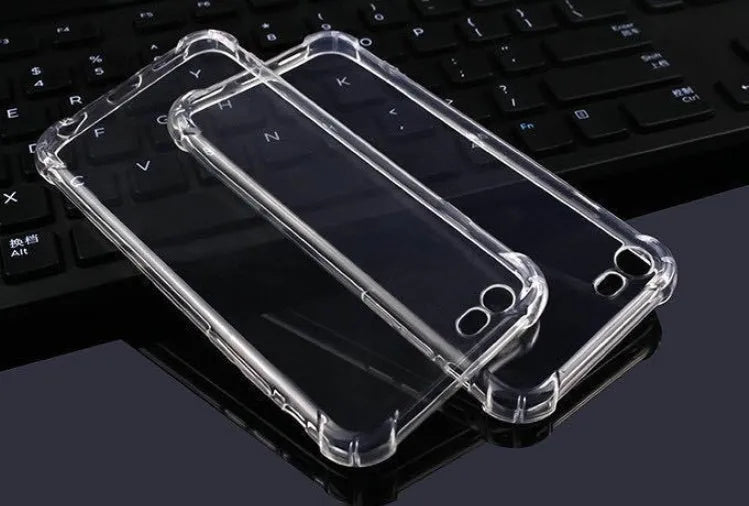 Clear TPU mobile phone case for iPhone models showing transparent back cover design