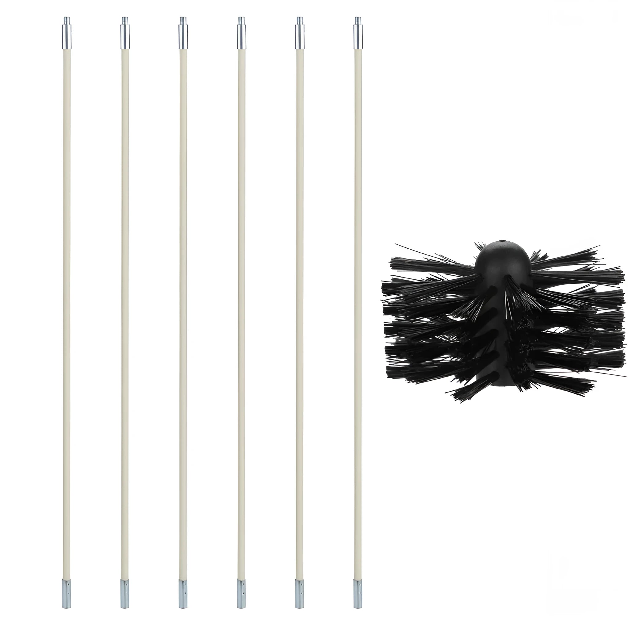 Flexible 600mm long chimney cleaning brush with nylon bristle head for dryer ducts