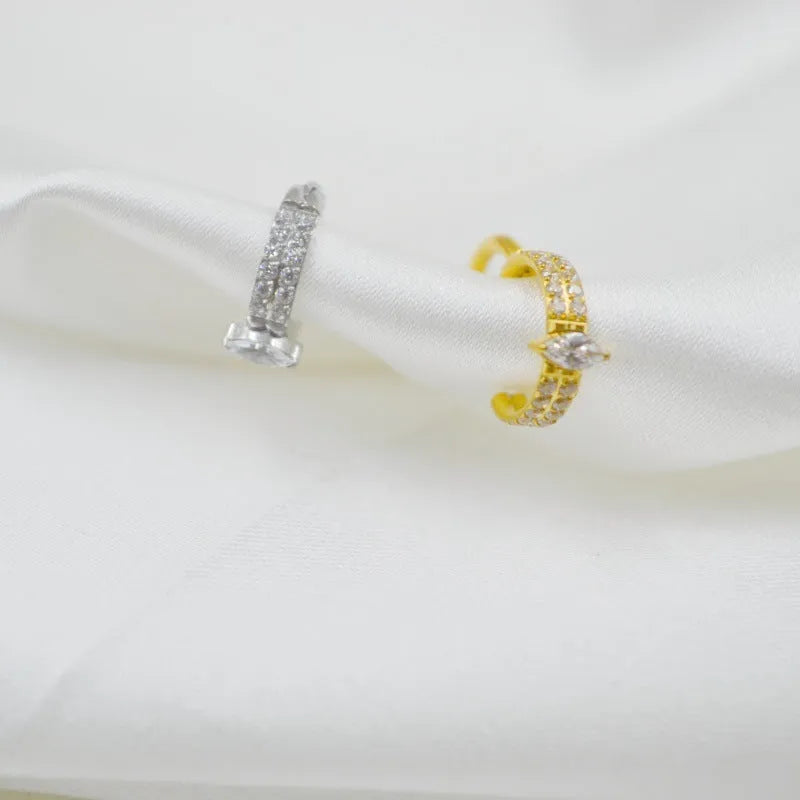 Titanium steel heart shaped zircon earrings in gold or silver colour, 1.2x8mm size