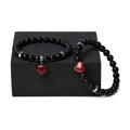 Two polished natural stone heart bracelets for couples in a choice of eight colours