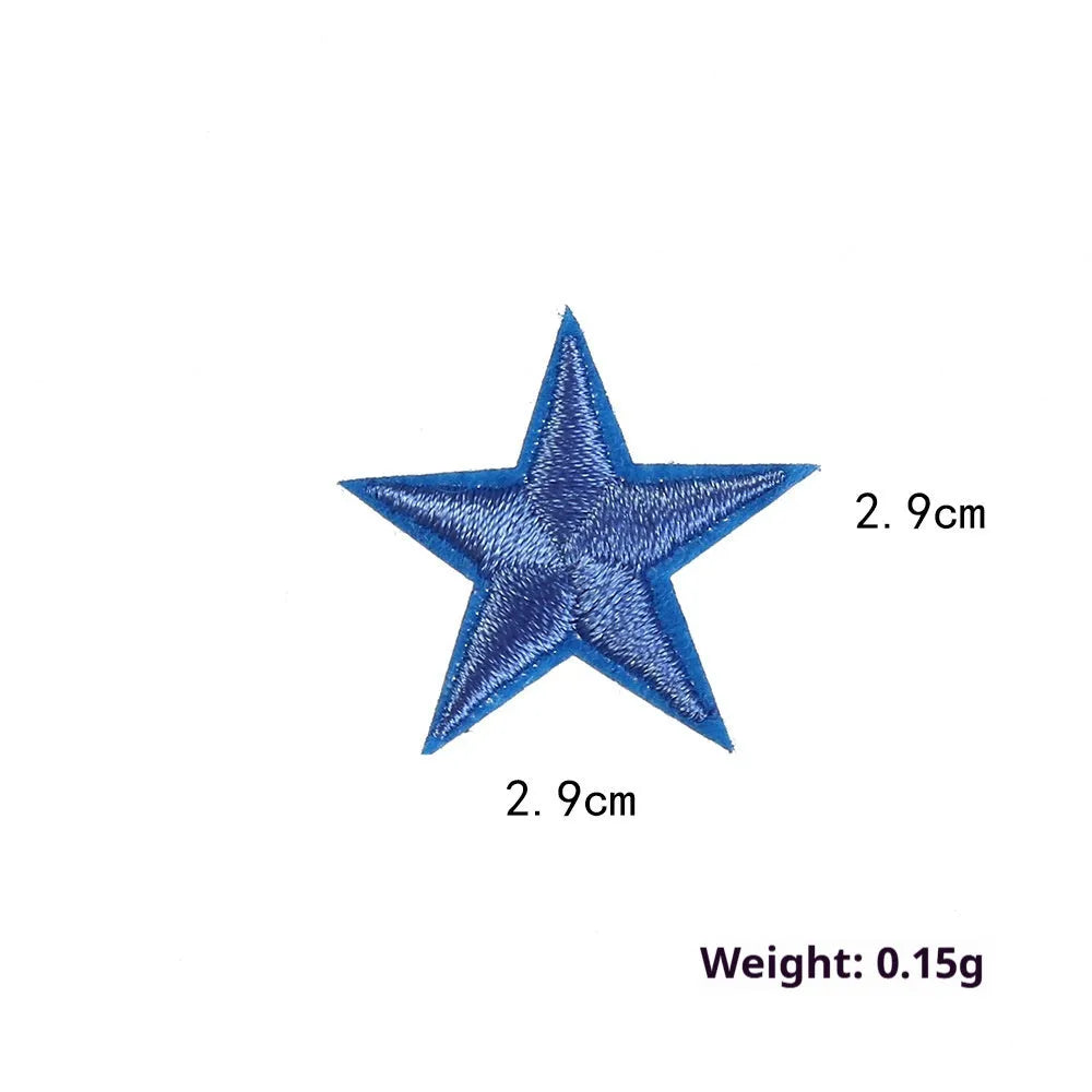 Five-pointed star embroidery label cloth stickers in assorted colours for clothing decoration
